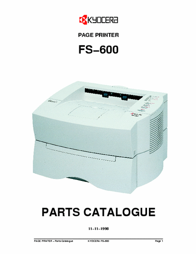 Kyocera FS-600 FS-600 Page Printer Parts Catalogue